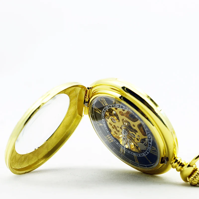 Exquisite Luxury Gold Pattern Mechanical Pocket Watch Retro Men's and Women's Chain Necklace Pendant Accessories Clock