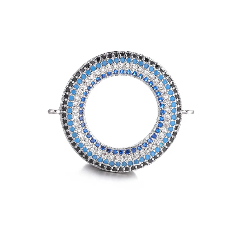 

2019 New Jewelry Findings Components Copper Micro Pave AAA Zircon Crystal Round Charms Connectors Hand Made Diy Jewelry Making