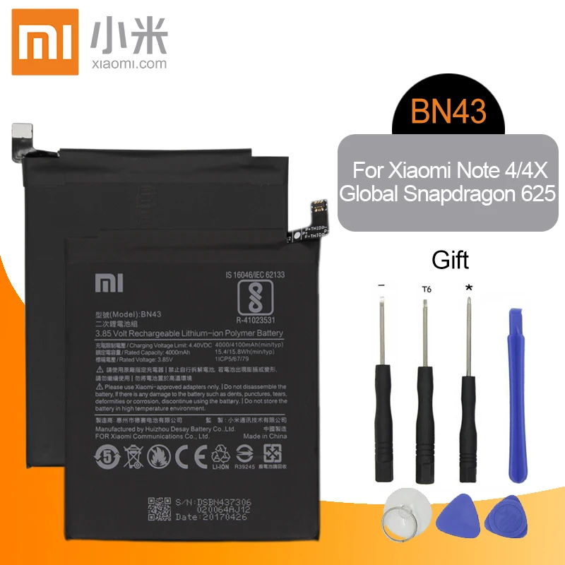 Xiao mi аккумулятор для телефона BM46 4000 мАч для Xiao mi Red mi Note 3 4 5 5A Pro Note 4X BN31 BN41 BN43 BN45 Сменные Аккумуляторы - Цвет: BN43-Note 4 global