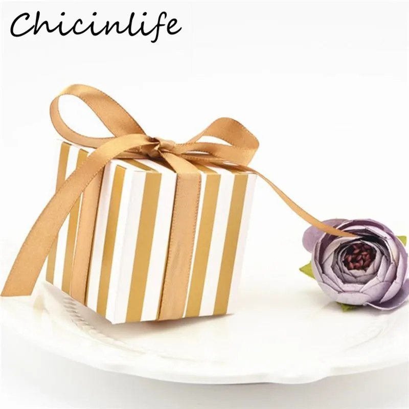 Chicinlife 10 шт./пакет Золотая/серебряная полоса выпускная бумага коробка конфет