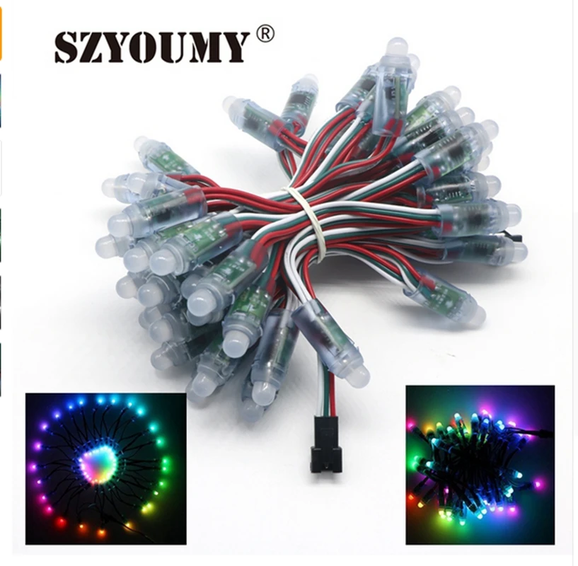SZYOUMY 1000 штук 12 мм WS2811 RGB кабель провод светодиодный модули строка IP68 Водонепроницаемый вход DC5V цифровой Цвета светодиодное точечное освещение