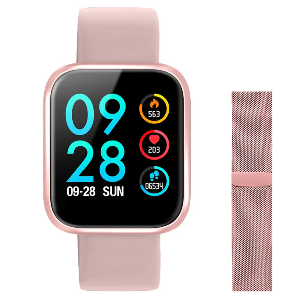 Pink COXANG P70 женские умные часы, измеритель артериального давления, пульсометр, шагомер, 1,3 дюймов, цветной экран, умные часы для Apple IOS Android - Цвет: Pink