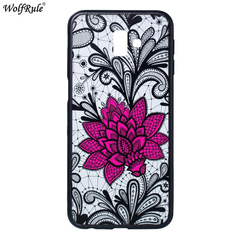 For Cover Samsung Galaxy J6 Plus Case J6+ Embossed Lace Rose Phone Prime J610 6'' |