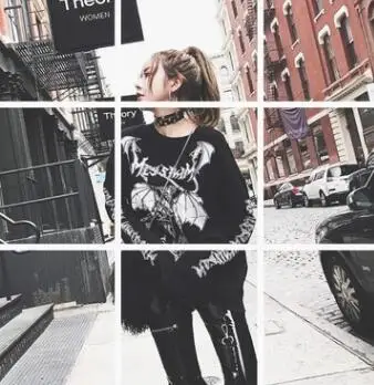 European American Style Woman T shirt Hip Hop Print Long Sleeve O Neck Women Tops Tees Casual Loose Tshirt Femme - Color: Black