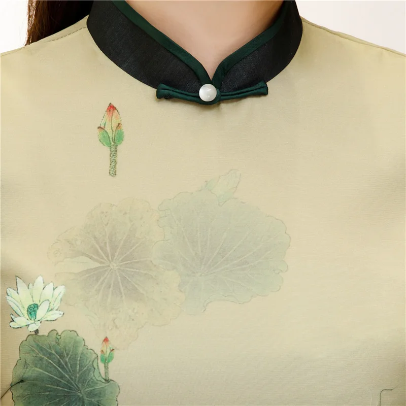 

S-3XL Knee Length Cheongsam Vintage Chinese style Dress 2019 Fashion Women Polyester Qipao Slim Party Dresses Button Vestido