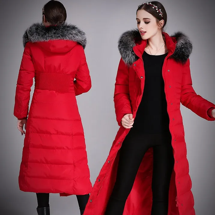 2018 new hot winter Thicker Cold woman Mother Down jacket Coat Parkas Outerwear Slim Hooded fox Fur collar long plus size XXXXXL | Женская