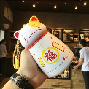 4 OUSSIRRO Luky Cat карамельный цвет 304 нержавеющая сталь термос чайная чашка с креативной крышкой кофе сок термос чашка - Цвет: 4