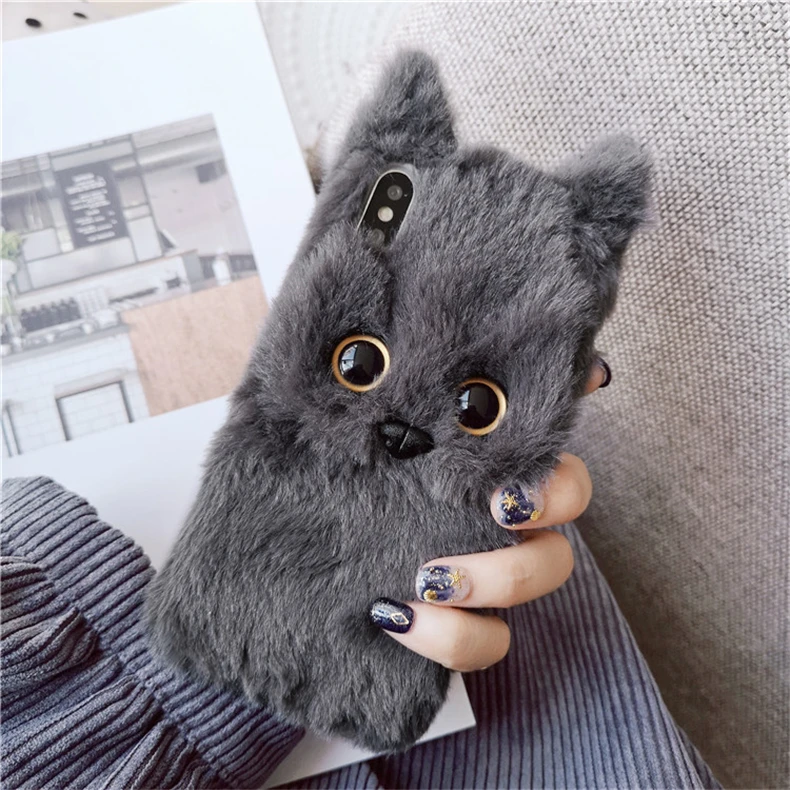 Тряпичная кукла Felinae плюшевый чехол для телефона для Iphone X XS XR 11 Pro MAX 8plus 7plus 6S plus зимние мягкие "Маппет-милый британская кошка