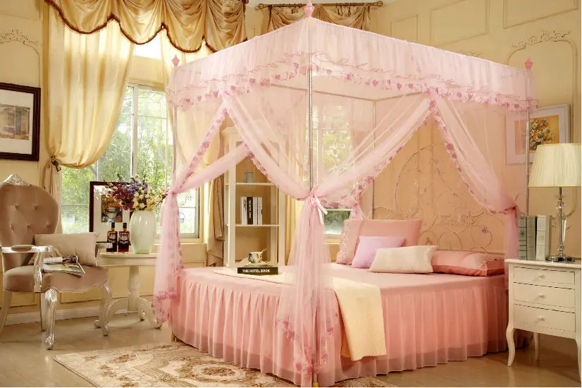 Принцесса 4 угловая кровать навес москитная сетка двойной Полный/Queen King все