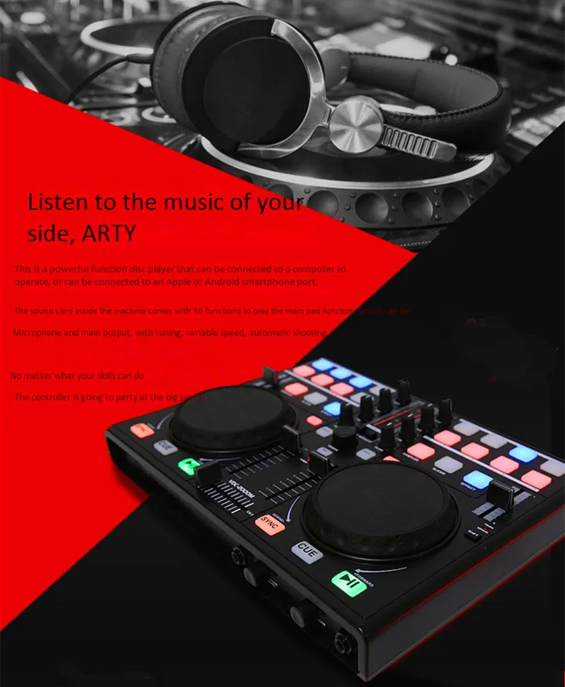 Умный мобильный телефон DJ регулятор посуды MIDI контроллер компьютер многофункциональная встроенная звуковая карта Воспроизведение аудио Регулировка плееров