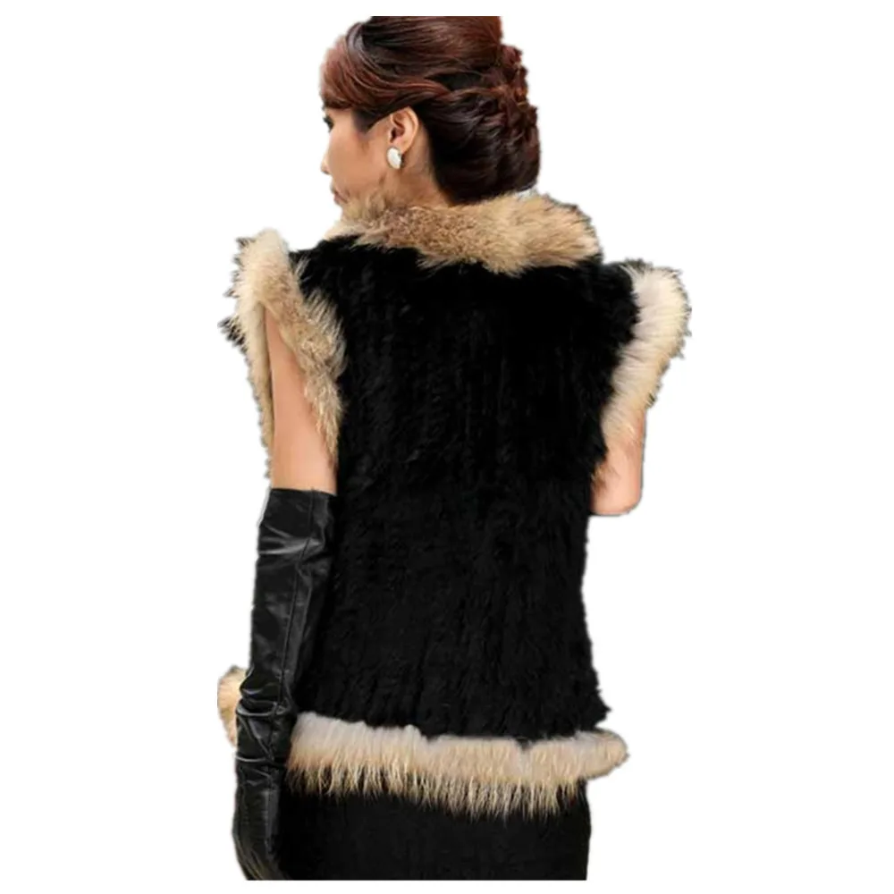 

MLHXFUR Knitted real rabbit fur vest sleeveless jacket gilet Women fur vest custom plus size winter genuine fur outwear