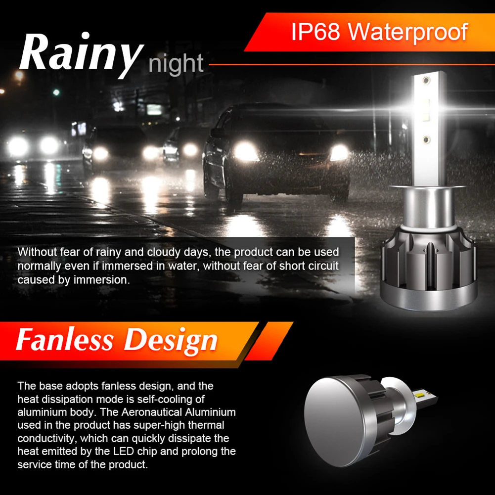 2 шт. светодиодный головной светильник лампочка H1 H7 H8/H11 9005/HB3 9006/HB4 H4 авто 40W 4000LM 6000 К