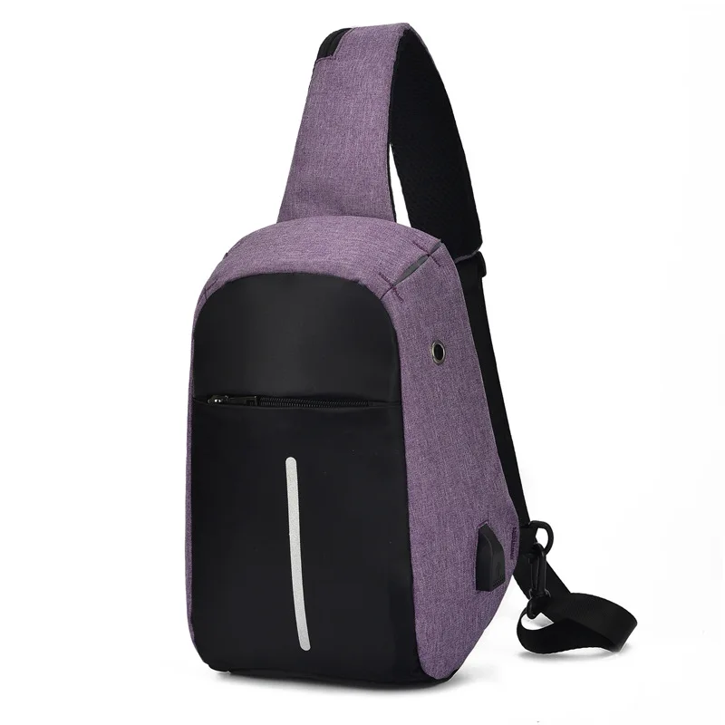 Purple Shellnail USB Противоугонная сумка через плечо для мужчин нагрудная сумка большой емкости водонепроницаемая сумка для путешествий Мобильный телефон сумка через плечо - Цвет: Purple