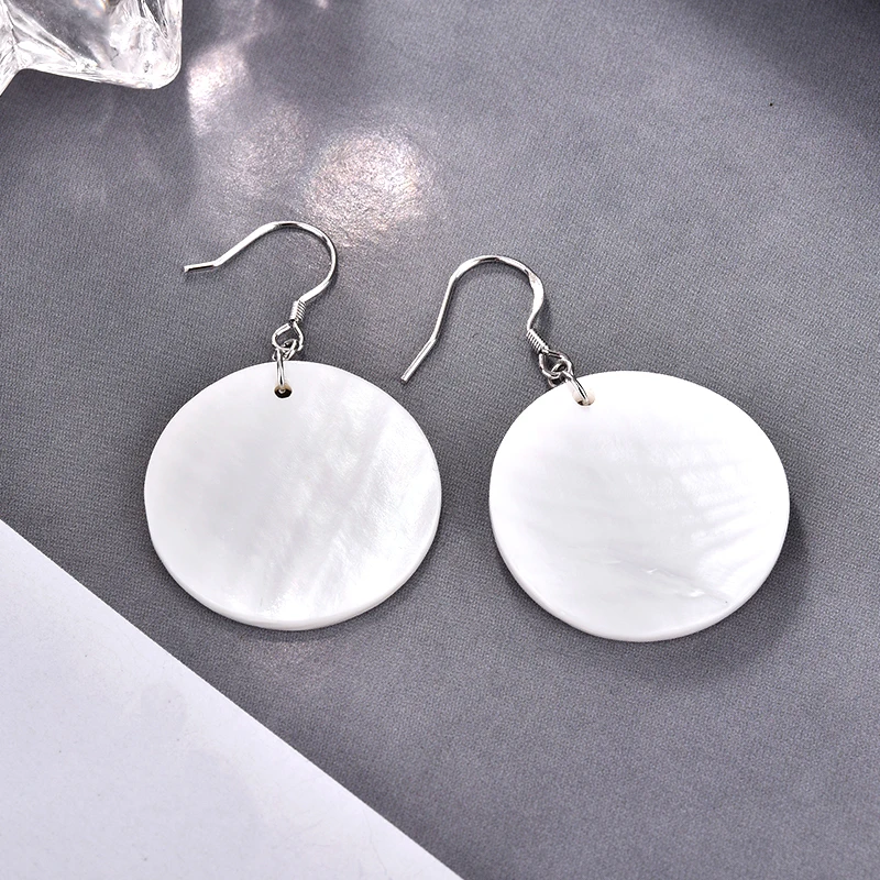 YANDA 925 Silver Round Shell Drop Earrings For Women Charming Bohemia Delicate Hook boucles d'oreilles Wedding Jewelry Girl Gift |