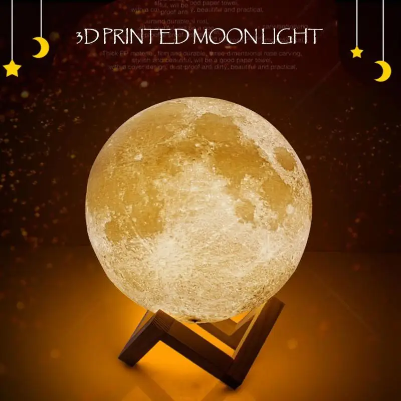 2/16 цветов Прямая поставка 3D печать лампа в форме Луны цветной сенсорный