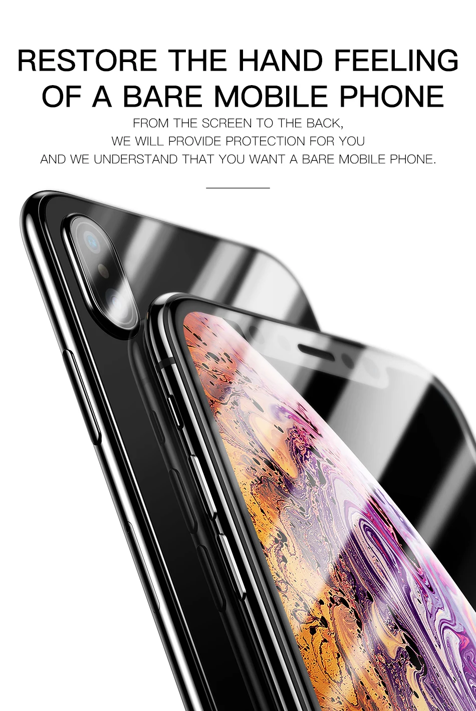 Защитное стекло Baseus для передней и задней панели iPhone Xs Max XR, закаленное стекло для iPhone Max, защитное стекло, задняя пленка