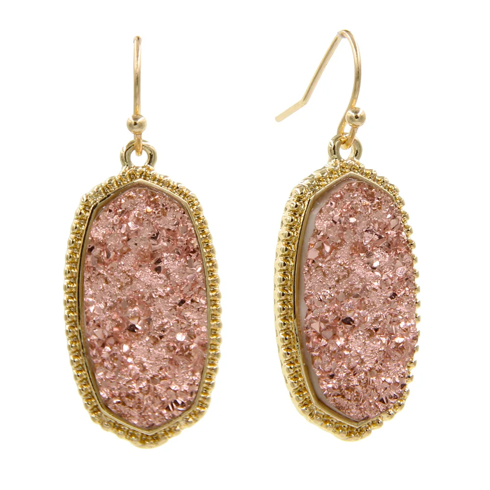 Мини радужные Druzy Овальные серьги капли шикарные эффектные изысканные ювелирные