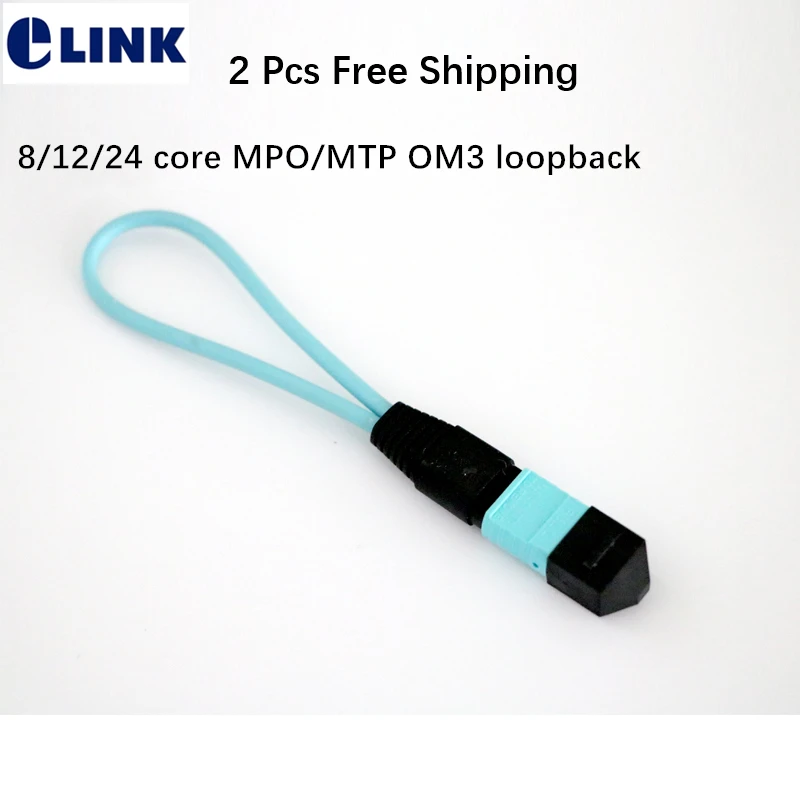 2pcs 8/12/24 core MTP/MPO fiber loopback cable female male OM3 Aqua Optical fibre Circuitors MPO free Shipping ELINK