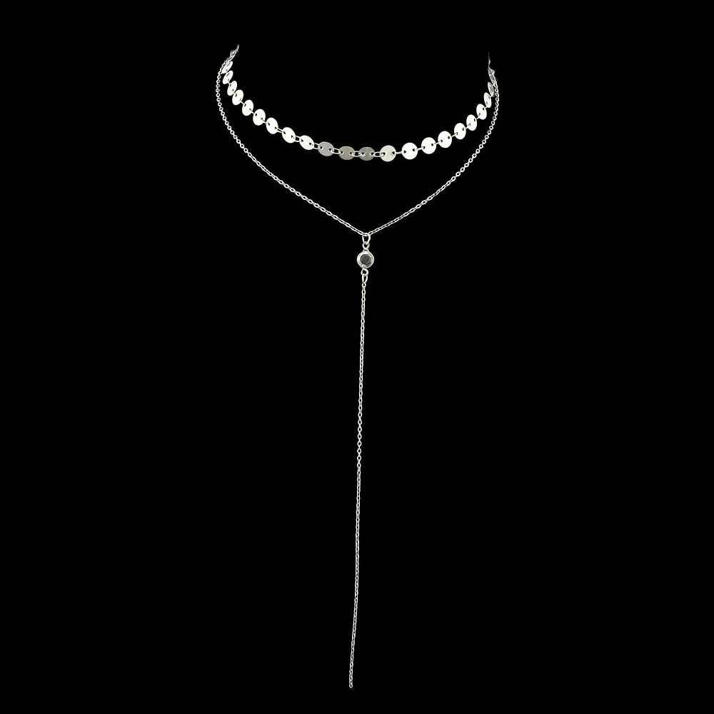 Панк рок минималистский ювелирных изделий Цвет серебро multi Слои длинные цепи с