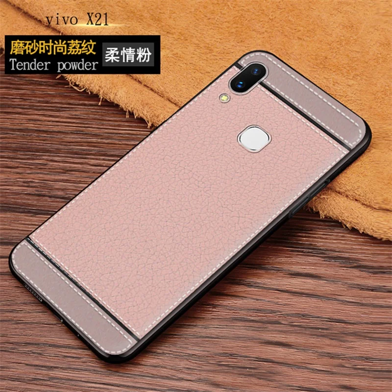 For On Vivo X21(back finger) Case cover Leather Texture protect pouch phone bag ViVO X21 Back finger case coque |