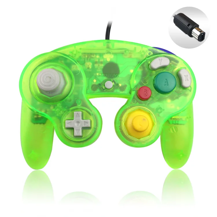 transparent Green L Проводной USB/GC контроллер для NGC Gamecube для nintendo Switch контроллер адаптер для NGC Геймпад контроллер ПК GC ручной джойстик - Цвет: transparent Green L