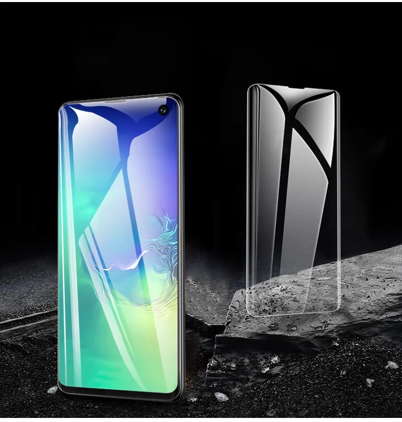УФ жидкое закаленное стекло для защиты экрана для samsung Galaxy S10 Plus S10e полная клеевая стеклянная пленка для экрана с разблокировкой отпечатков пальцев