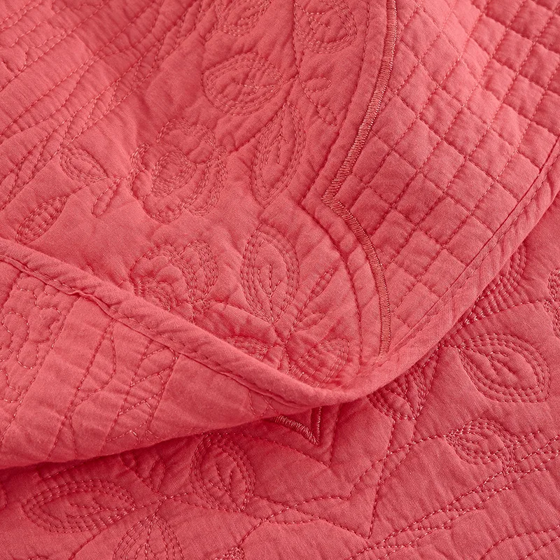 LeRadoreCustom Red Solid Quilting Bedspread Coverlet 3pcs Cotton Stitching Bed Linens Motel Home Hotel Set Pillowcases | Дом и сад