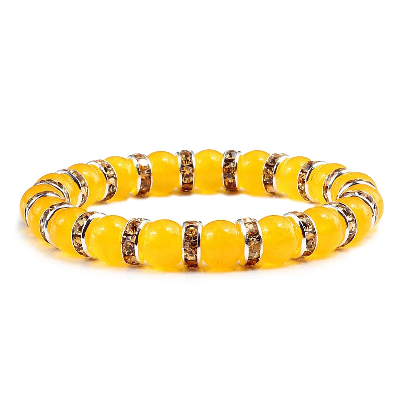 silver yellow Стиль 8 мм желтый драгоценного камня горный хрусталь Браслеты Для женщин Для мужчин украшения и аксессуары для отдыха и вечеринок дружбы его и ее Браслеты - Окраска металла: silver yellow