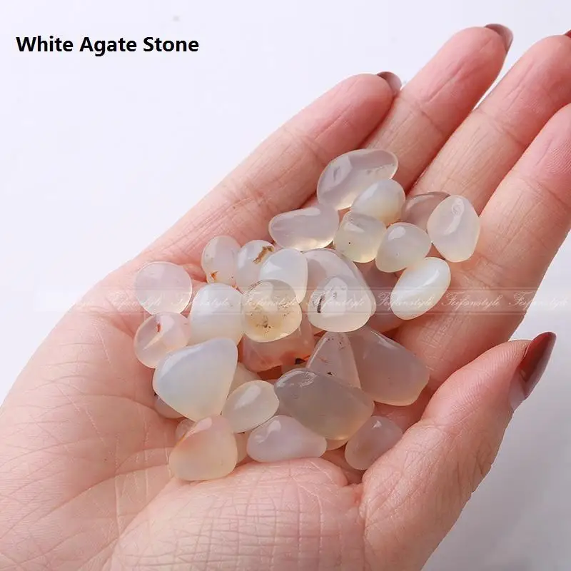 White Agate Stone 50 г натуральный розовый кварц белый кристалл Аметист черный обсидиан мини камень рок чипы с лечебным действием, образцы A115CL кристалл любовь - Цвет: White Agate Stone