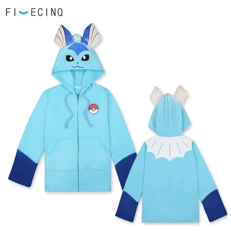 Милое пальто Eevee Аниме Косплей Костюм-свитер для взрослых женщин и мужчин девочек мультфильм куртка зимняя теплая утепленная толстовка на молнии