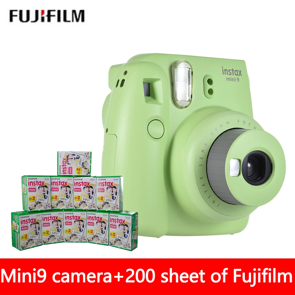 5 цветов роскошный пакет Fujifilm Instax Mini 9 пленка камера+ 200 лист Fuji Mini 8 9 белый 3 дюйма пленка+ объектив крупным планом