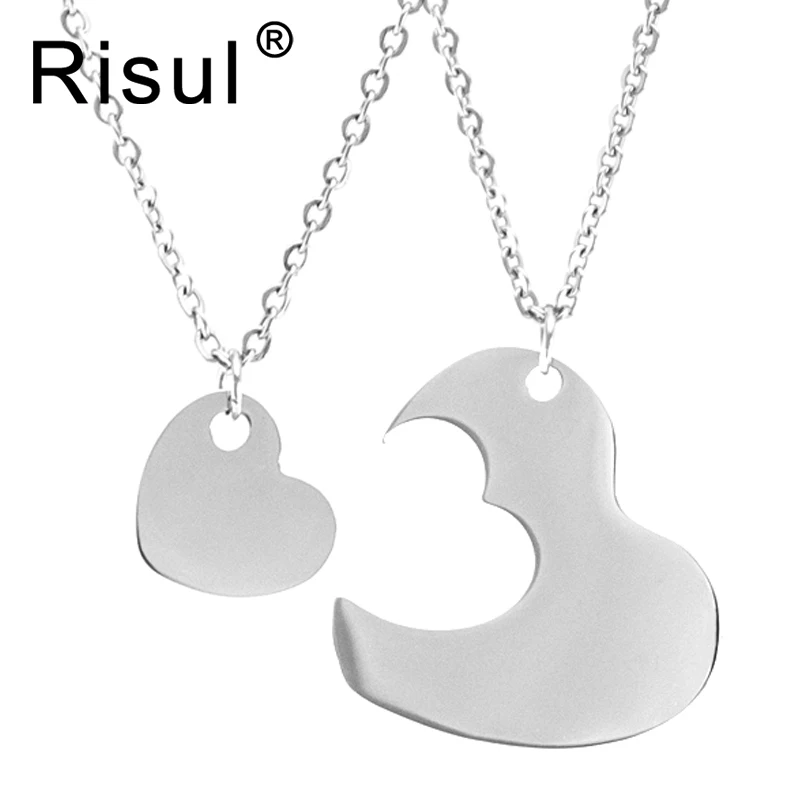 Набор сердечек для влюбленных ожерелье из нержавеющей стали Маленькая пара