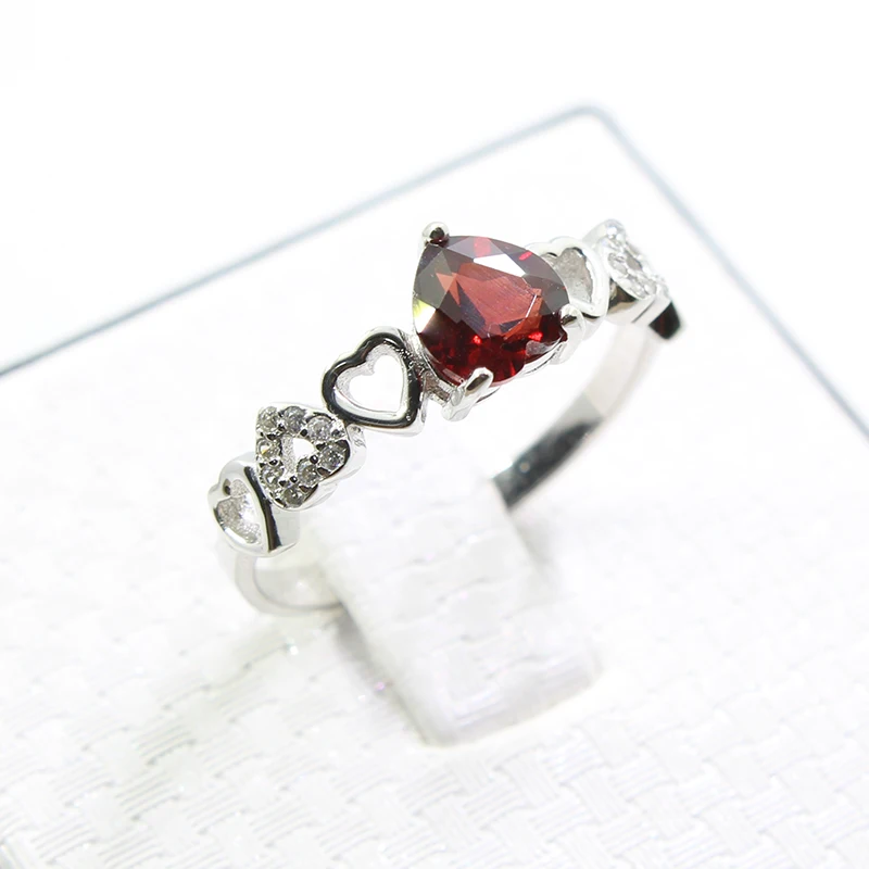 Романтический Сердце гранат кольцо для обручальных 6 мм натуральный VVS