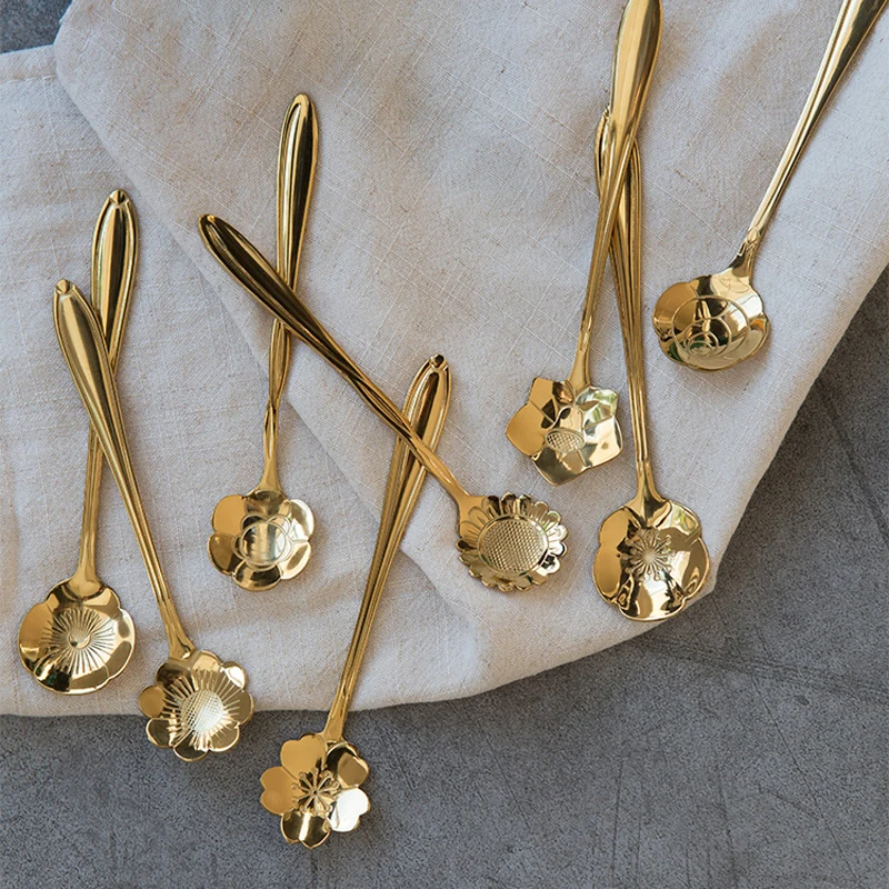 Милая креативная ложка для кофе и мороженого в форме цветов из нержавеющей стали