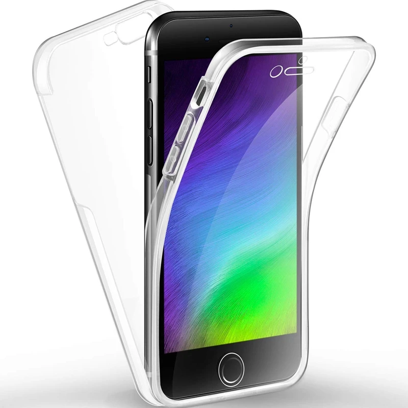 Прозрачный чехол 360 градусов для iphone 7 8 XS MAX XR X 6 6s Plus SE 5 5S защита от падения
