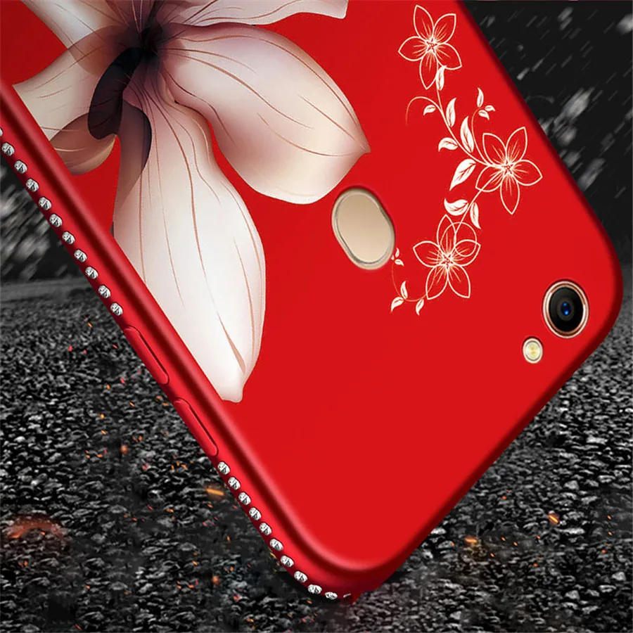 3D цветок Стразы чехол для OPPO A59 F1 S A77 F3 A73 F5 R11S Lite Мягкая силиконовая задняя