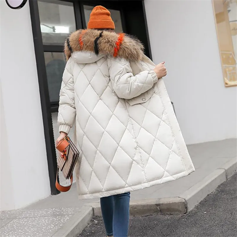 2018 Длинная женская парка с большим меховым воротником куртка капюшоном женское