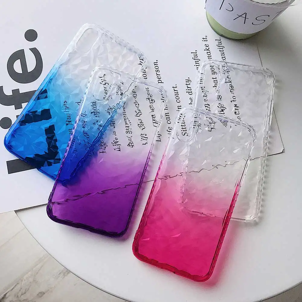 Transparent Gradient Phone Case For iPhone XS MAX XR X Soft Silicone Cases 7 8 6 6s Plus Geometric Anti-knock Cover |