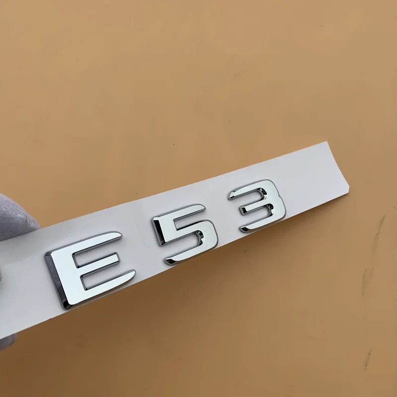 Chrome Letter Number Emblem for Mercedes Benz AMG C43 C63 C63S E43 E53 E63S S65L V12 V8 BITURBO 4MATIC+ Car Trunk Fender Sticker - Цвет: E53