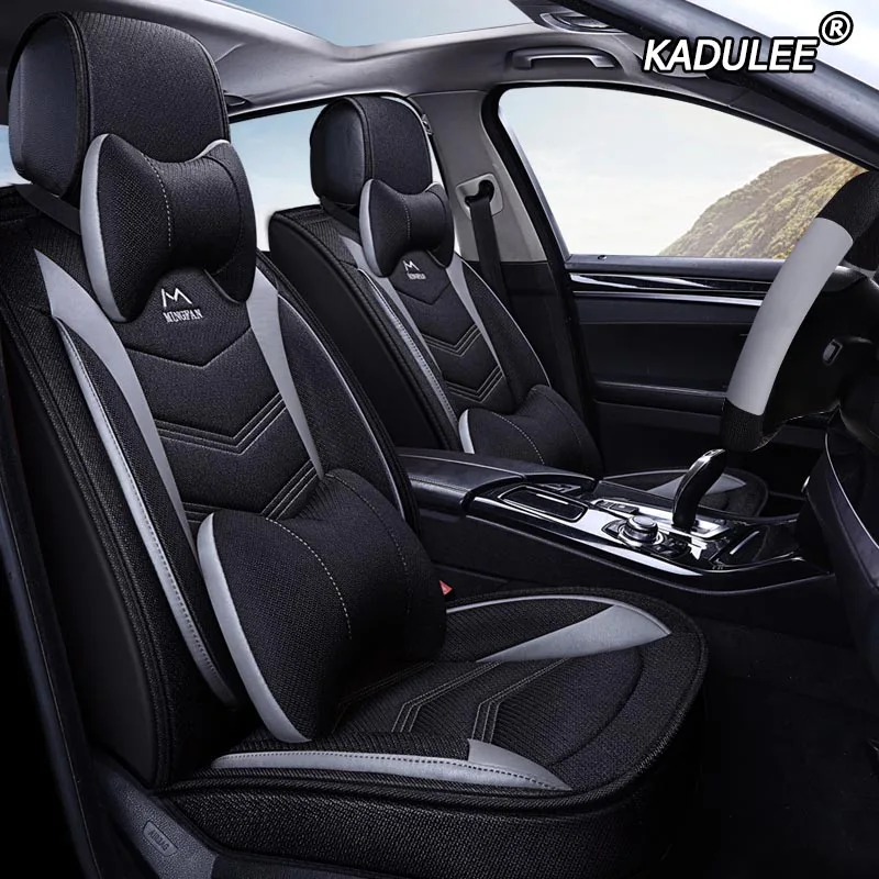 KADULEE льняные автомобильные чехлы для Mitsubishi Lancer Outlander Pajero Eclipse asx автомобильные аксессуары стильные чехлы для автосидений - Название цвета: Deluxe Edition