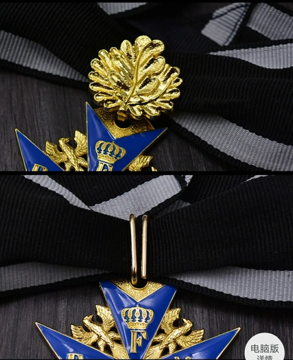 Точная копия WW2 прусской немецкой большой медали WWI Золотой синий Макс Pour Le Merite значок
