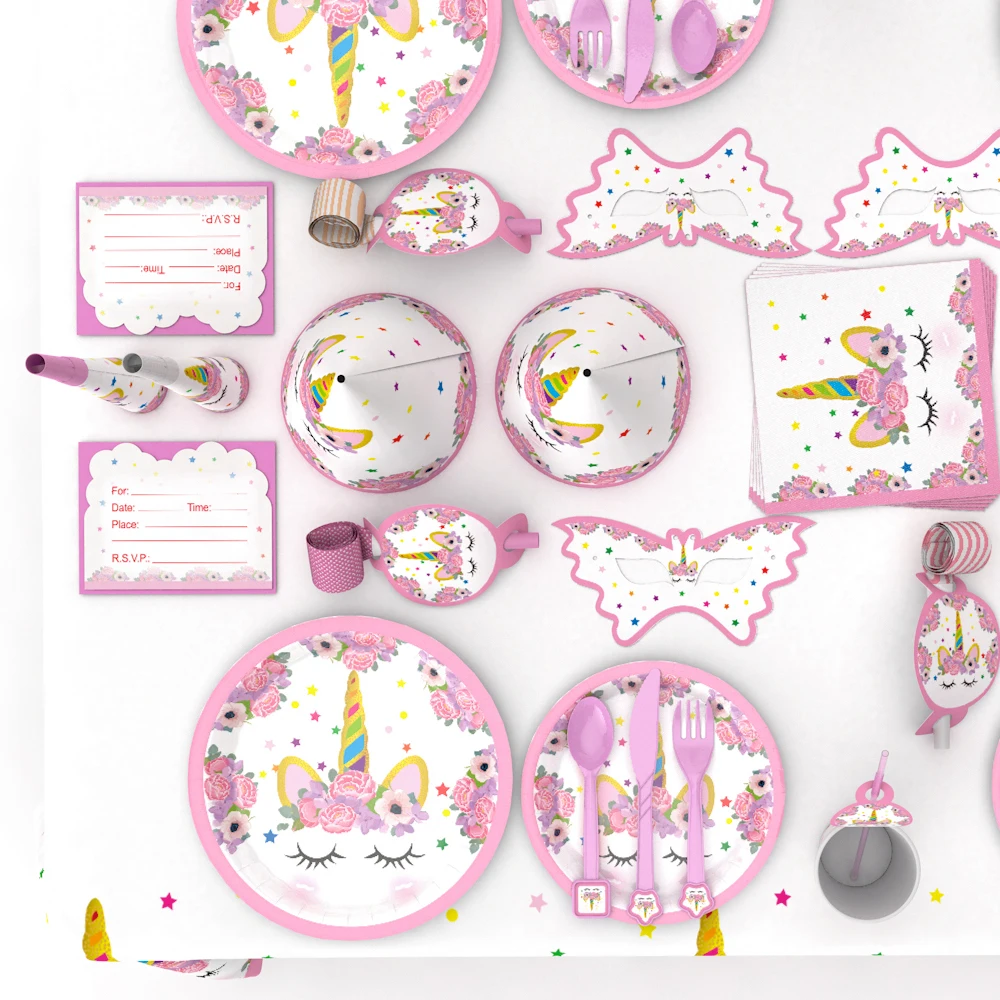 66 шт. Единорог товары для вечеринки розовые радужные фотопластины воздушные шары