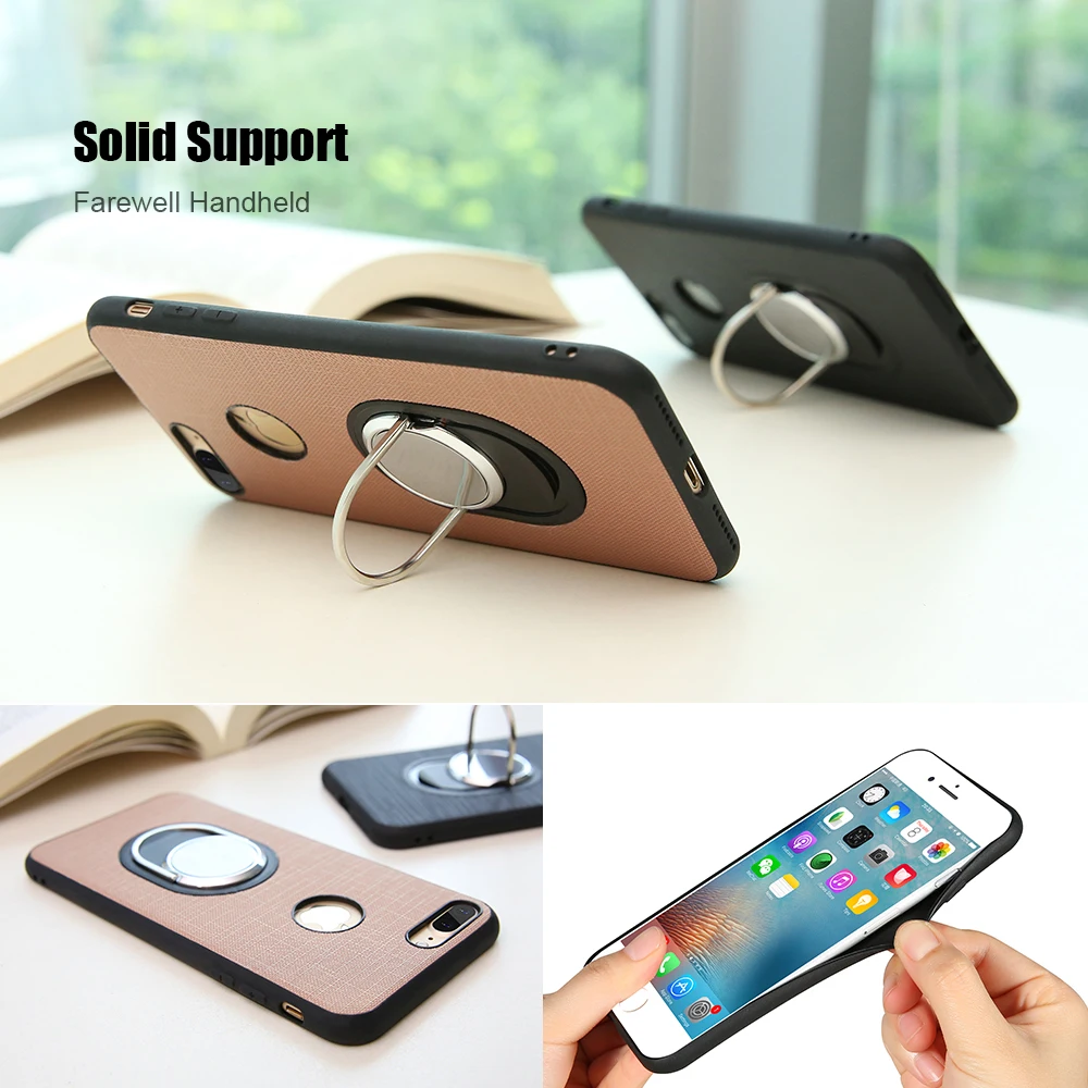 KISSCASE Phone Case For iPhone 6 6S 7 / Plus 5 5S SE Samsung S8 S7 Edge Cover Car Magnetic Absorb Ring Stand Bag |