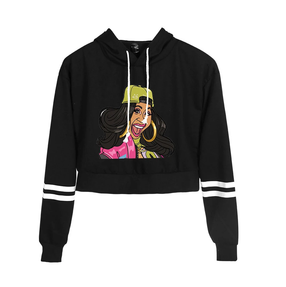 Список Cardi B укороченный топ толстовки для женщин Kpop хлопок Harajuku высокое качество Cardi B девушка оранжевый свитер с капюшоном