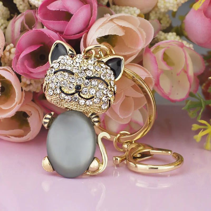Сумка для ключей Dormon с большим кристаллом кота подвесные брелоки автомобильного