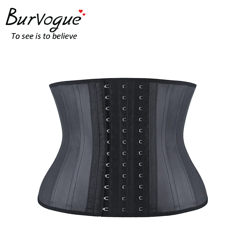 Женский корсет Burvogue черный и бюстье из латекса для похудения 25 стальных