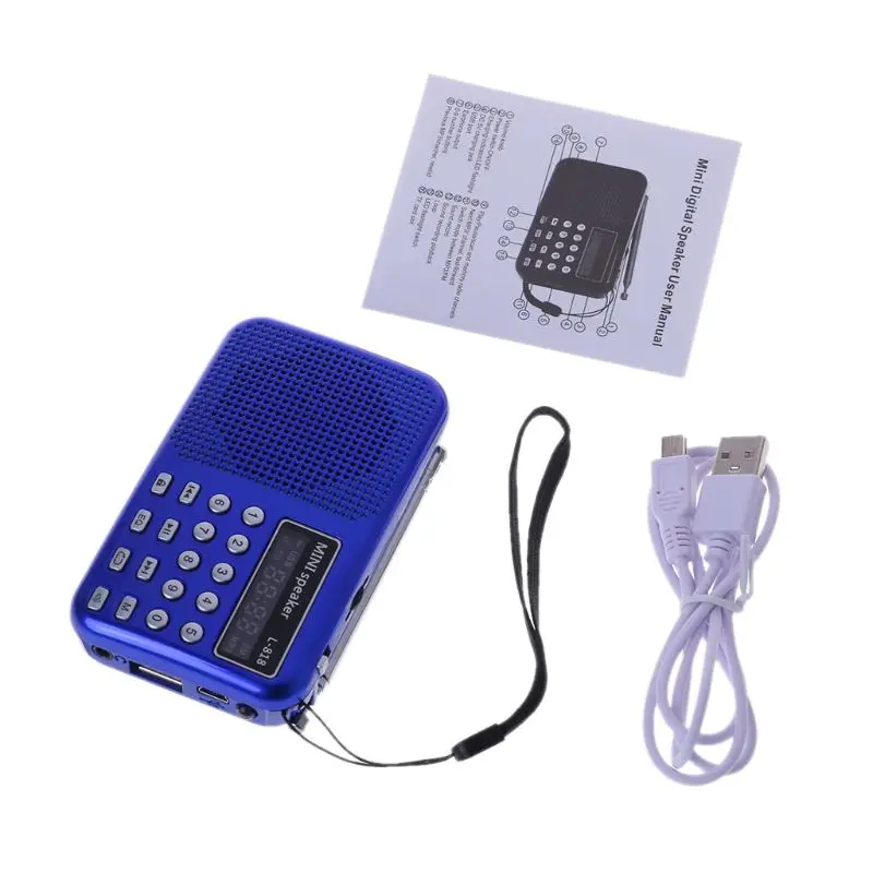 blue Мини ЖК-дисплей цифровой аудио FM радио USB Micro SD карта TF Динамик MP3 музыкальный плеер - Цвет: blue