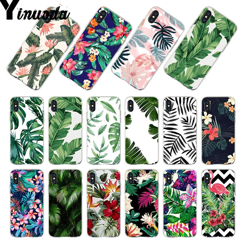 

For iphone 13 7 6 X Case Tropical plant Banana Tree leaves Flower Coque Phone Case for iphone 13 8 6S Plus X 5 5S SE 5C 4S