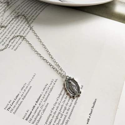 LouLeur, серебро 925 пробы, Молитва Иисуса, длинная цепочка, фигурка, подвеска, ожерелье, серебро 65 см, цепочка для свитера, ожерелье для женщин, ювелирные изделия - Цвет камня: Silver