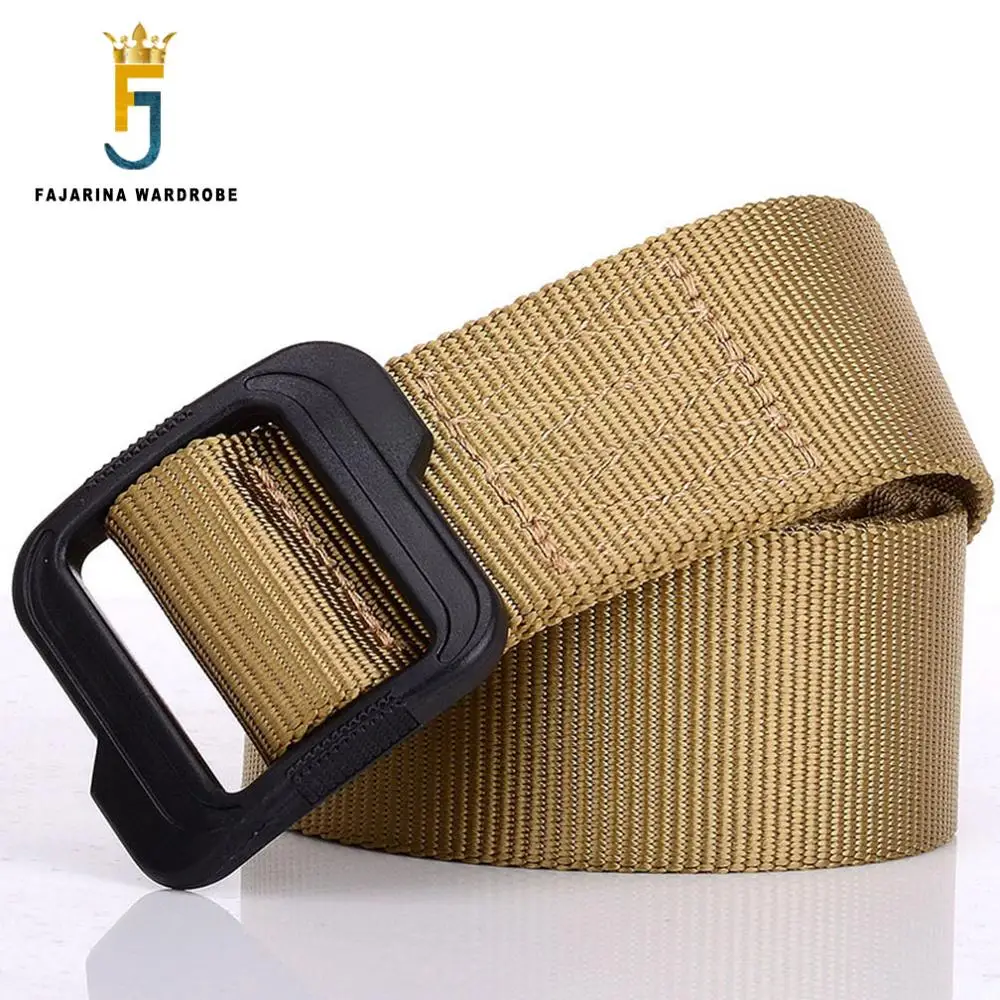 FAJARINA Unisex Quality Hard POM Smooth Buckle Casual Styles Straped Nylon Belts for Men 4.3 Wide 120cm Length CBFJ0044